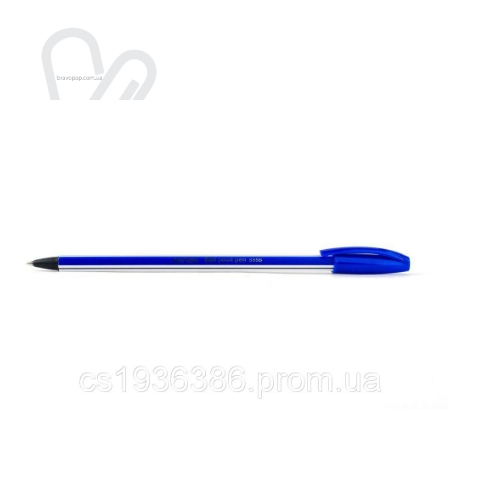 Ручка кулькова 555 синiй 0,7 мм шестигранна - Фото 1