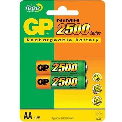 Аккумулятор АА GP Batteries NI-MH R-06 2500mAh (250AAHC) (2шт.) - Фото 1