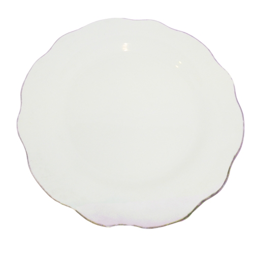 Тарілка біла мілка 200мм золотистий обідок (12шт/пак) - Фото 1