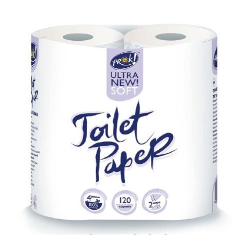 Папір туалетний PrOK 2-х шаровий білий (4 рул./пак.) - Фото 1