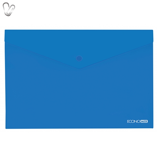Папка-конверт на кнопці А4 прозор. синя Economix - Фото 1