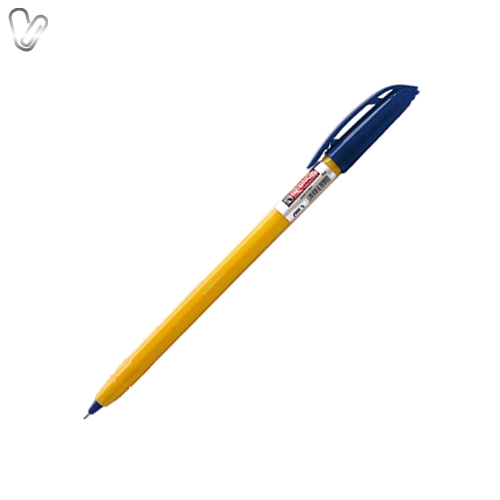 Ручка масляна F1 синя 0.7мм, жовтий корпус - Фото 1