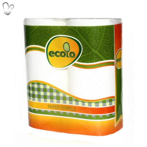 Рушник паперовий Ecolo 2-шар. білий (2 рул/пак.) - Фото 1