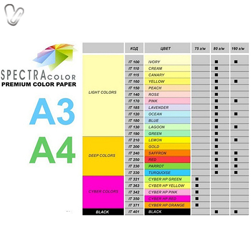 Папір кольор. А3 160г/м2 паст. жовтий Spectra Color Yellow 160 250арк. - Фото 1