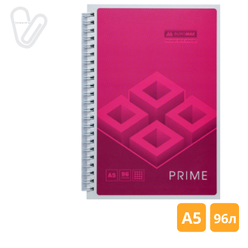 Блокнот А5 96л клітинка пруж. збоку карт. асорті PRIME - Фото 3