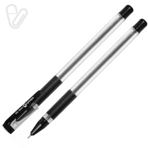 Ручка масляна  Optima Oil Max чорна 0.7мм - Фото 1