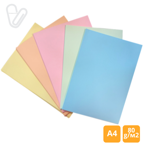 Набор бумаги цветной А4 PASTEL, 80 г/м2 паст. 5цвх250л - Фото 1