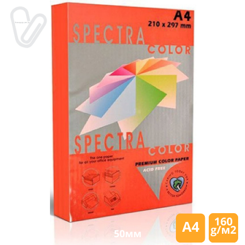 Папір кольор. А4 160г/м2 інтенс. червоний Spectra Color Red 250 250арк. - Фото 1