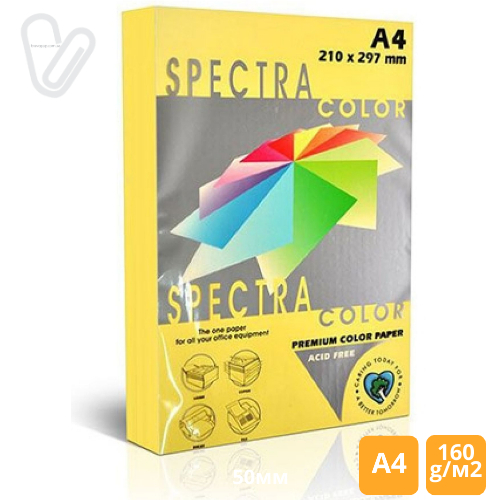 Папір кольор. А4 160г/м2 паст. жовтий Spectra Color Yellow 160 250арк. - Фото 1