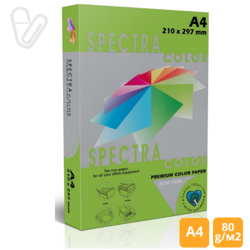 Папір кольор. А4 80г/м2 інтенс. зелений Spectra Color Parrot 230 500арк. - Фото 1