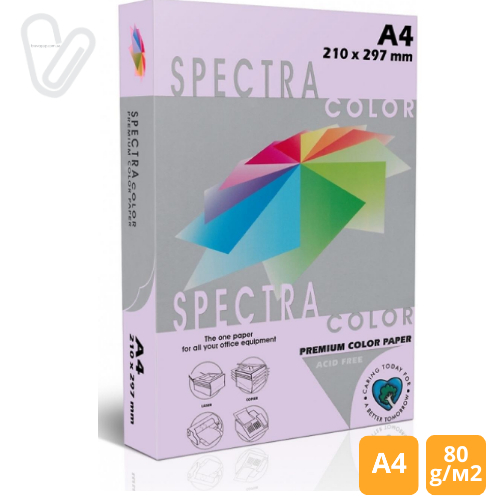 Папір кольор. А4 80г/м2 паст. лілов. Spectra Color Lavender 185 500арк. - Фото 1