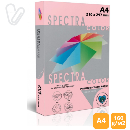 Папір кольор. А4 160г/м2 паст. рожевий Spectra Color Pink 170 250арк. - Фото 1