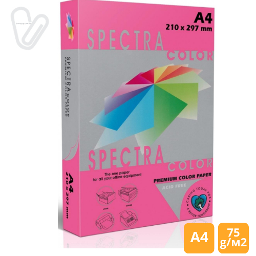 Папір кольор. А4 75г/м2 неон малиновий Spectra Cyber HP Red 350 500арк. - Фото 1