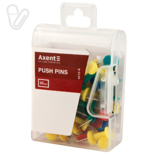 Кнопки-цвяшки кольорові Axent 4213-A (50 шт./пак.), пластик. контейнер - Фото 2