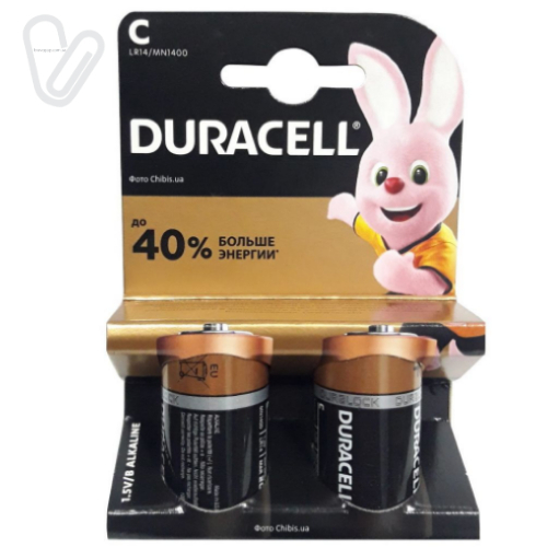 Батарейка  Duracel Basic С алкал.1.5V LR14 2шт/пак - Фото 1