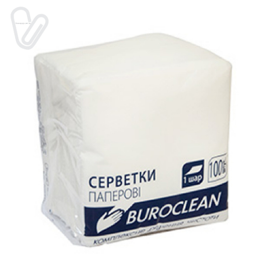 Серветки білі Buroclean 24х24см (400шт.) - Фото 1