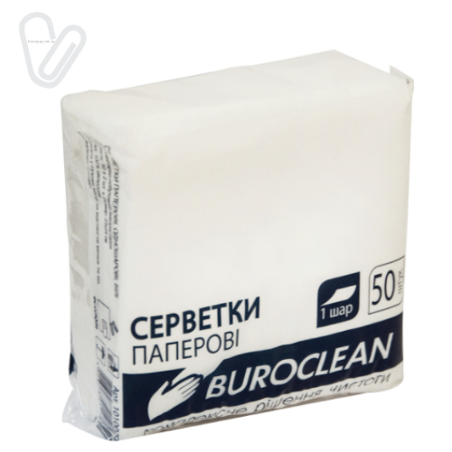 Серветки білі Buroclean 24х24см (50шт.) - Фото 1