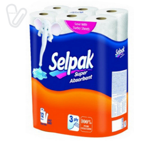 Полотенца бумажные Selpak 3-слойные белые (8рул./уп.) - Фото 1