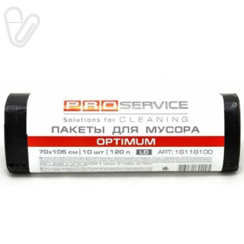 Пакети д/сміття 120л 70*105см (10шт.) чорні, LD, PRO OPTIMUM - Фото 1