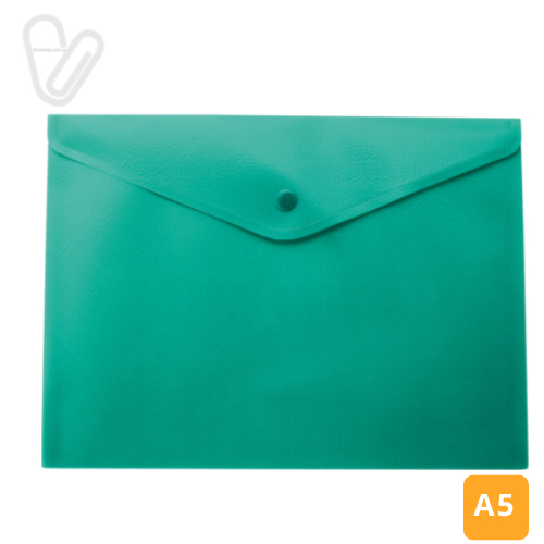 Папка-конверт на кнопці А5 матова напівпрозора,пластик. зелена BUROMAX - Фото 1