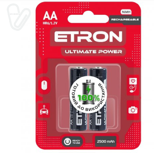 Батарейка ETRON NiMh Ultimate Power AA 2500 мАг (2 шт)   - Фото 1