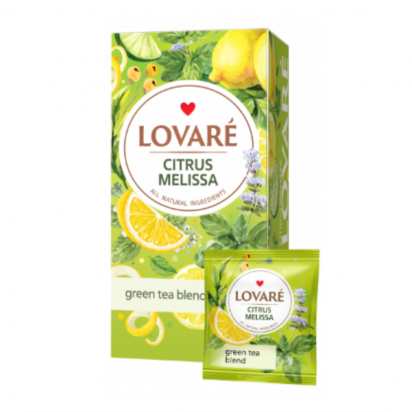 Чай зелений 24 пак. Lovare ЦИТРУСОВА МЕЛІСА М'ята+Меліса+Лемонграс+Лимон - Фото 1