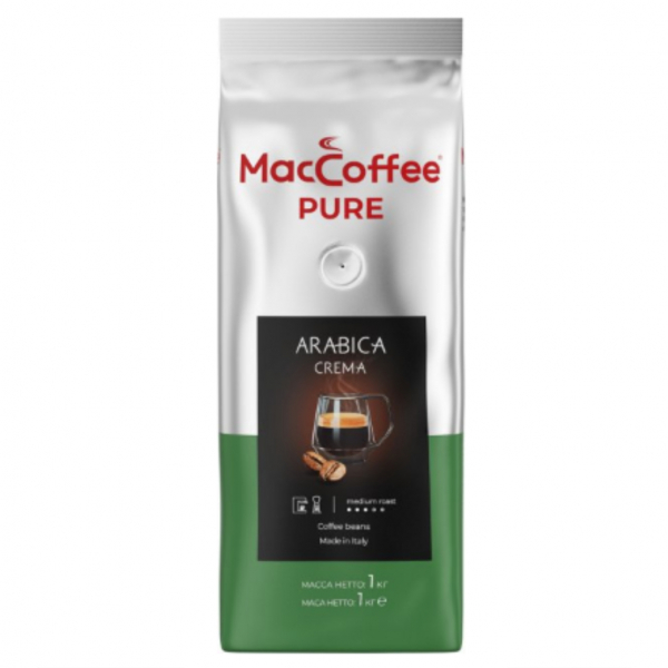 Кава в зернах Pure Arabica Crema MACCOFFEE 1 кг - Фото 1