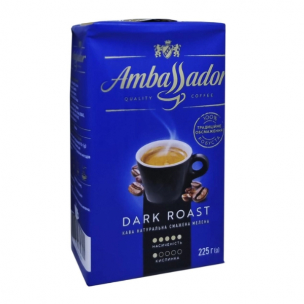 Кава мелена вакуум Dark Roast AMBASSADOR 225г - Фото 1