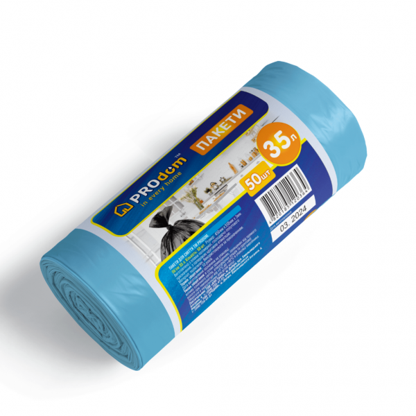 Пакети д/сміття Продом 35л 45*55см, сині (50шт) - Фото 1