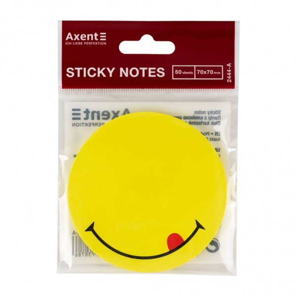 Клейкий папір д/запису 50 арк СМАЙЛ Axent асорті  - Фото 1