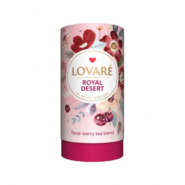 Чай квітковий 80 гр Lovare КОРОЛІВСЬКИЙ_ДЕСЕРТ Каркаде Вишня Апельсин Прянощі - Фото 1