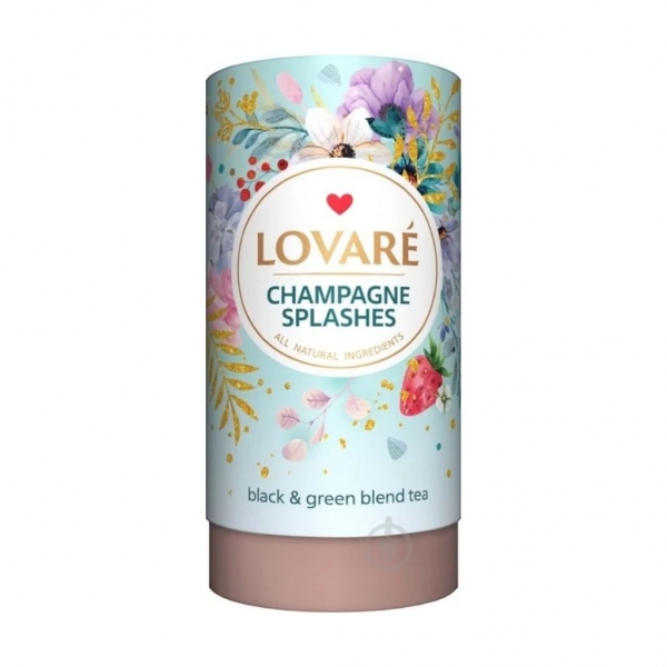 Чай чор зел 80 гр Lovare БРИЗКИ_ШАМПАНСЬКОГО Полуниця Пелюстки волошки - Фото 1