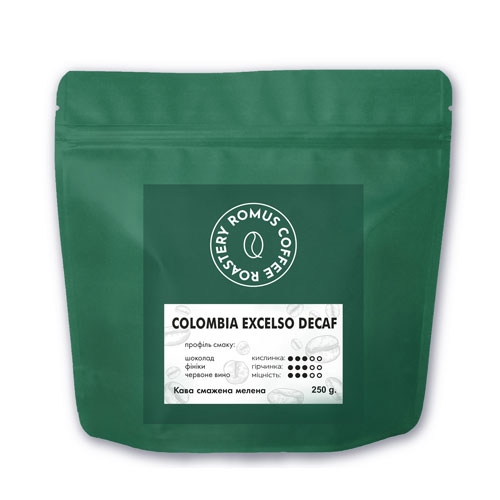 Кава мелена без кофеїну Romus Coffee Roastery Colombia Excelso Decaf 250 г - Фото 1