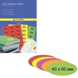 Наклейки Buromax (21) овальні червоні 40*60 (25 арк/пач)