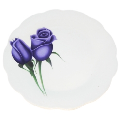 Тарілка біла мілка 175мм "бутон троянди фіолетовий" (12шт/пак)