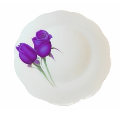 Тарілка біла мілка 175мм "троянда бутон фіолетовий" (12шт/пак)
