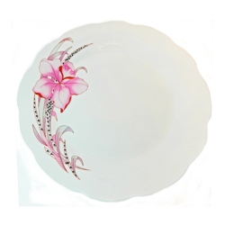 Тарілка біла мілка 175мм "рожева орхідея" (12шт/пак)