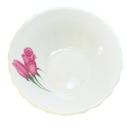 Тарілка біла глибока 1л "рожева троянда" (12шт/пак)