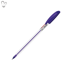 Ручка масляна F1 синя 0.7мм, прозорий корпус - Фото 2