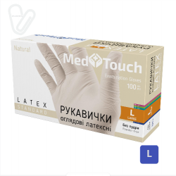 Рукавички латексні оглядові неприпудрені L (100шт/уп) білі  MedTouch - Фото 3