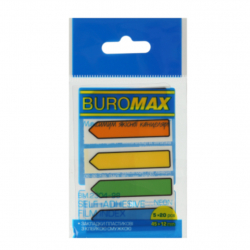 Закладки-стрілки пластик. 12*45 (5цв*25л) неон BUROMAX