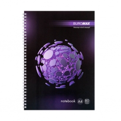 Блокнот А4 80л клітинка пруж. збоку пласт. фіолетов. SPHERE